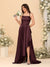 A-Line/Princess Spaghetti Straps Sleeveless Sweep Train Bridesmaid Dresses With Split Side
