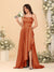 A-Line/Princess Spaghetti Straps Sleeveless Sweep Train Bridesmaid Dresses With Split Side