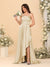 A-Line/Princess Spaghetti Straps Sleeveless Sweep Train Bridesmaid Dresses With Split Side
