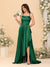 A-Line/Princess Spaghetti Straps Sleeveless Sweep Train Bridesmaid Dresses With Split Side