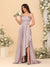 A-Line/Princess Spaghetti Straps Sleeveless Sweep Train Bridesmaid Dresses With Split Side
