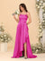 A-Line/Princess Spaghetti Straps Sleeveless Sweep Train Bridesmaid Dresses With Split Side