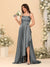 A-Line/Princess Spaghetti Straps Sleeveless Sweep Train Bridesmaid Dresses With Split Side