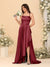 A-Line/Princess Spaghetti Straps Sleeveless Sweep Train Bridesmaid Dresses With Split Side