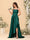 A-Line/Princess Spaghetti Straps Sleeveless Sweep Train Bridesmaid Dresses With Split Side