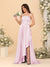 A-Line/Princess Spaghetti Straps Sleeveless Sweep Train Bridesmaid Dresses With Split Side