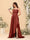 A-Line/Princess Spaghetti Straps Sleeveless Sweep Train Bridesmaid Dresses With Split Side