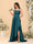 A-Line/Princess Spaghetti Straps Sleeveless Sweep Train Bridesmaid Dresses With Split Side