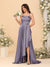 A-Line/Princess Spaghetti Straps Sleeveless Sweep Train Bridesmaid Dresses With Split Side