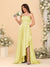 A-Line/Princess Spaghetti Straps Sleeveless Sweep Train Bridesmaid Dresses With Split Side