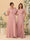 A-Line/Princess V-Neck Short Sleeves Floor-Length Ruched Bridesmaid Dresses With Side Slit