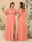 A-Line/Princess V-Neck Short Sleeves Floor-Length Ruched Bridesmaid Dresses With Side Slit