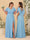 A-Line/Princess V-Neck Short Sleeves Floor-Length Ruched Bridesmaid Dresses With Side Slit