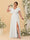 A-Line/Princess V-Neck Short Sleeves Floor-Length Plus Size Bridesmaid Dresses With Side Slit
