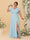 A-Line/Princess V-Neck Short Sleeves Floor-Length Plus Size Bridesmaid Dresses With Side Slit