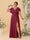 A-Line/Princess V-Neck Short Sleeves Floor-Length Plus Size Bridesmaid Dresses With Side Slit