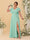 A-Line/Princess V-Neck Short Sleeves Floor-Length Plus Size Bridesmaid Dresses With Side Slit