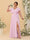 A-Line/Princess V-Neck Short Sleeves Floor-Length Plus Size Bridesmaid Dresses With Side Slit