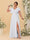 A-Line/Princess V-Neck Short Sleeves Floor-Length Plus Size Bridesmaid Dresses With Side Slit