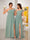 A-Line/Princess One-Shoulder Sleeveless Floor-Length Ruched Bridesmaid Dresses With Side Slit
