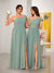 A-Line/Princess One-Shoulder Sleeveless Floor-Length Ruched Bridesmaid Dresses With Side Slit