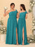 A-Line/Princess One-Shoulder Sleeveless Floor-Length Ruched Bridesmaid Dresses With Side Slit