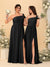 A-Line/Princess One-Shoulder Sleeveless Floor-Length Ruched Bridesmaid Dresses With Side Slit
