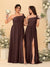 A-Line/Princess One-Shoulder Sleeveless Floor-Length Ruched Bridesmaid Dresses With Side Slit