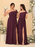 A-Line/Princess One-Shoulder Sleeveless Floor-Length Ruched Bridesmaid Dresses With Side Slit
