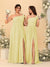 A-Line/Princess One-Shoulder Sleeveless Floor-Length Ruched Bridesmaid Dresses With Side Slit