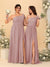 A-Line/Princess One-Shoulder Sleeveless Floor-Length Ruched Bridesmaid Dresses With Side Slit