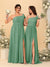A-Line/Princess One-Shoulder Sleeveless Floor-Length Ruched Bridesmaid Dresses With Side Slit