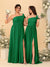 A-Line/Princess One-Shoulder Sleeveless Floor-Length Ruched Bridesmaid Dresses With Side Slit