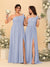 A-Line/Princess One-Shoulder Sleeveless Floor-Length Ruched Bridesmaid Dresses With Side Slit