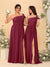 A-Line/Princess One-Shoulder Sleeveless Floor-Length Ruched Bridesmaid Dresses With Side Slit