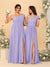 A-Line/Princess One-Shoulder Sleeveless Floor-Length Ruched Bridesmaid Dresses With Side Slit