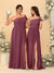 A-Line/Princess One-Shoulder Sleeveless Floor-Length Ruched Bridesmaid Dresses With Side Slit