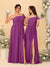 A-Line/Princess One-Shoulder Sleeveless Floor-Length Ruched Bridesmaid Dresses With Side Slit