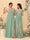 A-Line/Princess One-Shoulder Sleeveless Floor-Length Ruched Bridesmaid Dresses With Side Slit