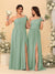 A-Line/Princess One-Shoulder Sleeveless Floor-Length Ruched Bridesmaid Dresses With Side Slit