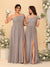 A-Line/Princess One-Shoulder Sleeveless Floor-Length Ruched Bridesmaid Dresses With Side Slit