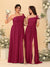 A-Line/Princess One-Shoulder Sleeveless Floor-Length Ruched Bridesmaid Dresses With Side Slit