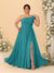 A-Line/Princess One-Shoulder Sleeveless Floor-Length Ruched Plus Size Bridesmaid Dresses With Side Slit