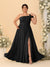 A-Line/Princess One-Shoulder Sleeveless Floor-Length Ruched Plus Size Bridesmaid Dresses With Side Slit