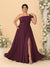 A-Line/Princess One-Shoulder Sleeveless Floor-Length Ruched Plus Size Bridesmaid Dresses With Side Slit