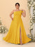 A-Line/Princess One-Shoulder Sleeveless Floor-Length Ruched Plus Size Bridesmaid Dresses With Side Slit