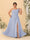 A-Line/Princess One-Shoulder Sleeveless Floor-Length Ruched Plus Size Bridesmaid Dresses With Side Slit