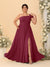 A-Line/Princess One-Shoulder Sleeveless Floor-Length Ruched Plus Size Bridesmaid Dresses With Side Slit