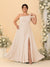 A-Line/Princess One-Shoulder Sleeveless Floor-Length Ruched Plus Size Bridesmaid Dresses With Side Slit