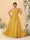 A-Line/Princess One-Shoulder Sleeveless Floor-Length Ruched Plus Size Bridesmaid Dresses With Side Slit